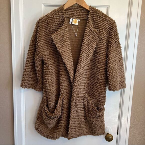 Teddy Bear Tan Sweater with pockets Small - Picture 3 of 11